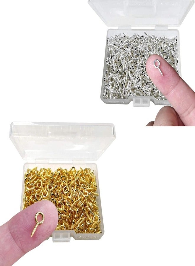 KReating Dot | Mix of 100 | 50 Pcs Nickel Silver and 50 Golden Coloured 5 x 10mm Screw Eye Pins Hooks with 50 Silver and 50 Golden Jump Rings, Eyelets Screw Threaded Clasp Hooks for Making Pendants, Beads, Jewellery Findings (KRBSM-100) - Image 2